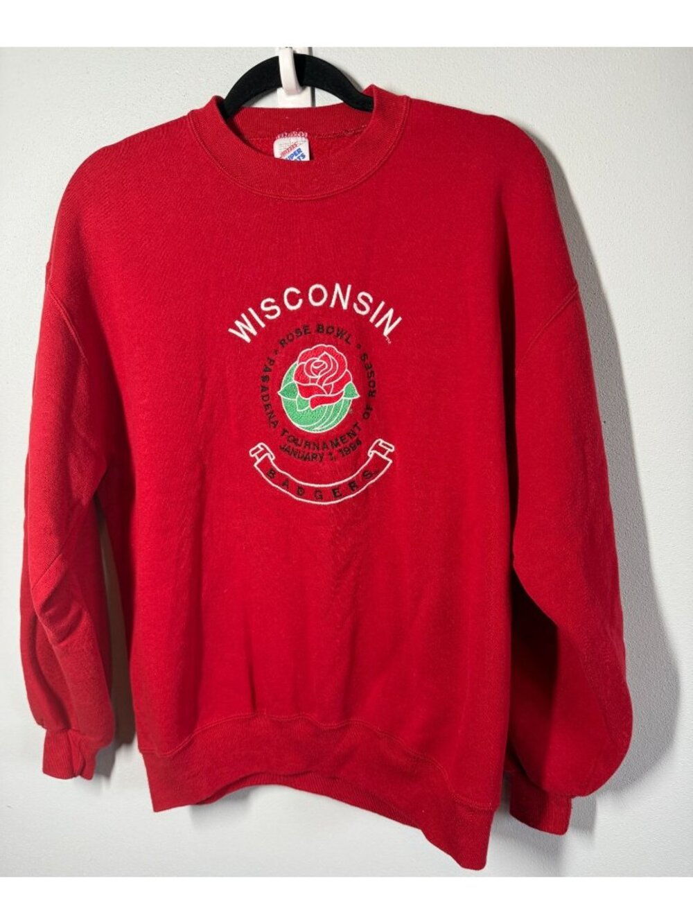Vintage Wisconsin Badgers Rose Bowl 1994 Sweatshirt Red Crewneck Large Retro